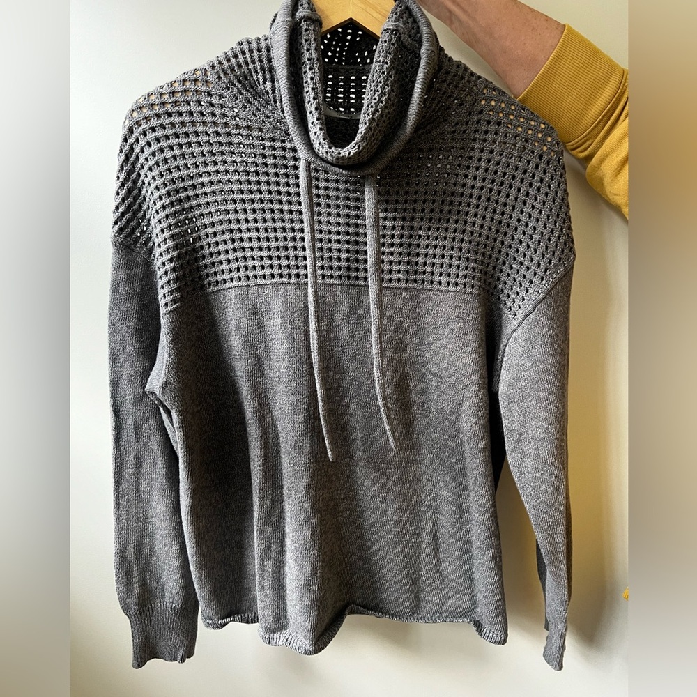 NHBT Cowl Neck Cotton Textured Pullover Sweater‎ Oversized Boxy Baggy S P